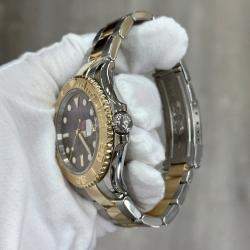 Pre Owned Rolex Yacht Master 16623 Automatic Black Mother of Pearl 18K Yellow Gold Stainless Steel Men's Wristwatch 40 mm