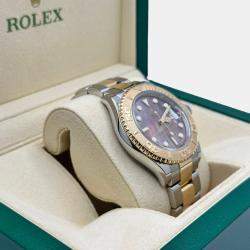 Pre Owned Rolex Yacht Master 16623 Automatic Black Mother of Pearl 18K Yellow Gold Stainless Steel Men's Wristwatch 40 mm