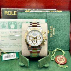 Pre Owned Rolex Daytona Zenith 16523 Automatic White Stainless Steel Men's Wristwatch 40 mm