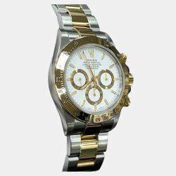 Pre Owned Rolex Daytona Zenith 16523 Automatic White Stainless Steel Men's Wristwatch 40 mm