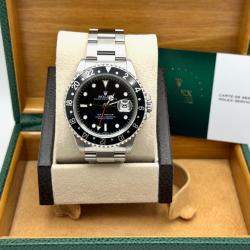 Pre Owned Rolex GMT Master 16700 Automatic Black Stainless Steel Men's Wristwatch 40 mm