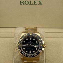 Pre Owned Rolex GMT Master II 116718 Automatic Black and Yellow 18K Yellow Gold Men's Wristwatch 40mm