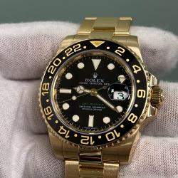 Pre Owned Rolex GMT Master II 116718 Automatic Black and Yellow 18K Yellow Gold Men's Wristwatch 40mm