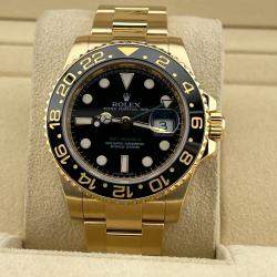Pre Owned Rolex GMT Master II 116718 Automatic Black and Yellow 18K Yellow Gold Men's Wristwatch 40mm