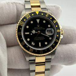Pre Owned Rolex GMT Master II 16713 Automatic Black 18K Yellow Gold Stainless Steel Men's Wristwatch 40 mm