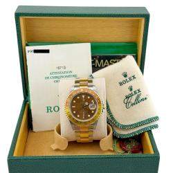 Pre Owned Rolex GMT Master II 16713 Automatic Root Beer 18K Yellow Gold & Stainless Steel Men's Wristwatch 40mm
