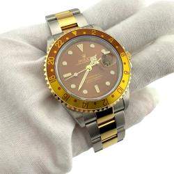 Pre Owned Rolex GMT Master II 16713 Automatic Root Beer 18K Yellow Gold & Stainless Steel Men's Wristwatch 40mm