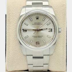 Pre Owned Rolex Oyster Perpetual 114200 Automatic Silver Stainless Steel Men's Wristwatch 34 mm