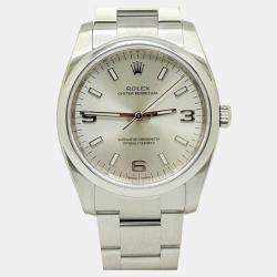 Pre Owned Rolex Oyster Perpetual 114200 Automatic Silver Stainless Steel Men's Wristwatch 34 mm