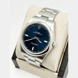 Pre Owned Rolex Oyster Perpetual 114300 Automatic Blue Stainless Steel Men's Wristwatch 39mm