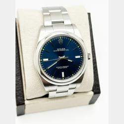 Pre Owned Rolex Oyster Perpetual 114300 Automatic Blue Stainless Steel Men's Wristwatch 39mm