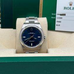 Pre Owned Rolex Oyster Perpetual 114300 Automatic Blue Stainless Steel Men's Wristwatch 39mm