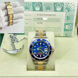 Pre Owned Rolex Submariner 16613 Automatic Blue 18K Yellow Gold & Stainless Steel Men's Wristwatch 40mm