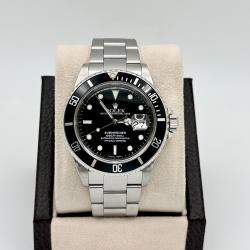 Pre Owned Rolex Submariner Date 16610 Automatic Black Stainless Steel Men's Wristwatch 40mm