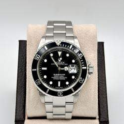 Pre Owned Rolex Submariner Date 16610 Automatic Black Stainless Steel Men's Wristwatch 40mm