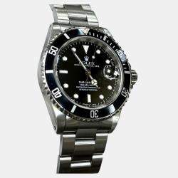Pre Owned Rolex Submariner Date 16610 Automatic Black Stainless Steel Men's Wristwatch 40mm
