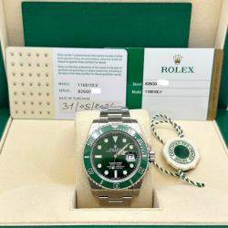 Pre Owned Rolex Submariner Hulk 116610V Automatic Green Stainless Steel Men's Wristwatch 40mm