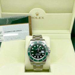 Pre Owned Rolex Submariner Hulk 116610V Automatic Green Stainless Steel Men's Wristwatch 40mm