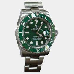 Pre Owned Rolex Submariner Hulk 116610V Automatic Green Stainless Steel Men's Wristwatch 40mm