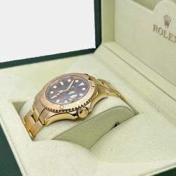 Pre Owned Rolex Yacht Master 16628 Automatic Black 18K Yellow Gold Men's Wristwatch 40mm