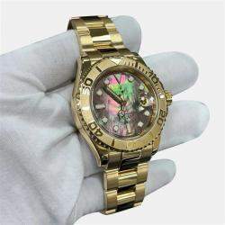 Pre Owned Rolex Yacht Master 16628 Automatic Black 18K Yellow Gold Men's Wristwatch 40mm