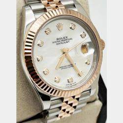 Pre Owned Rolex Datejust 126331 Automatic Mother Of Pearl,Diamond, Stainless Steel & 18K Rose Gold Men's Wristwatch 41mm