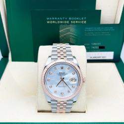 Pre Owned Rolex Datejust 126331 Automatic Mother Of Pearl,Diamond, Stainless Steel & 18K Rose Gold Men's Wristwatch 41mm