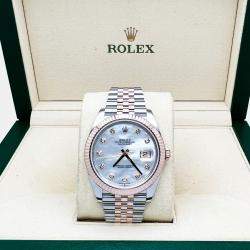 Pre Owned Rolex Datejust 126331 Automatic Mother Of Pearl,Diamond, Stainless Steel & 18K Rose Gold Men's Wristwatch 41mm