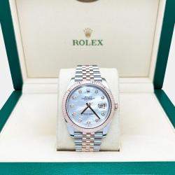 Pre Owned Rolex Datejust 126331 Automatic Mother Of Pearl,Diamond, Stainless Steel & 18K Rose Gold Men's Wristwatch 41mm
