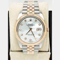 Pre Owned Rolex Datejust 126331 Automatic Mother Of Pearl,Diamond, Stainless Steel & 18K Rose Gold Men's Wristwatch 41mm
