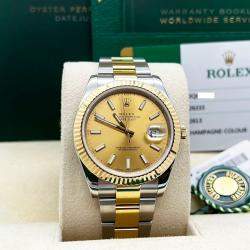 Pre Owned Rolex Datejust 126333 Automatic Champagne 18K Yellow Gold & Stainless Steel Men's Wristwatch 41mm