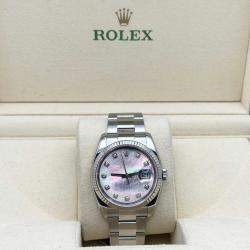 Pre Owned Rolex Datejust 116234 Automatic Mother Of Pearl 18K White Gold & Stainless Steel Men's Wristwatch 36mm