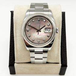Pre Owned Rolex Datejust 116234 Automatic Mother Of Pearl 18K White Gold & Stainless Steel Men's Wristwatch 36mm
