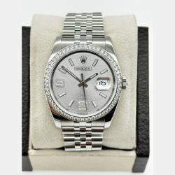 Pre Owned Rolex Datejust 116244 Automatic Rhodium Diamond Stainless Steel Men's Wristwatch 36 mm