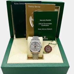 Pre Owned Rolex Datejust 116244 Automatic Rhodium Diamond Stainless Steel Men's Wristwatch 36 mm