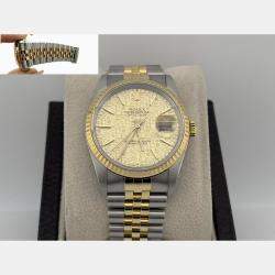 Pre Owned Rolex Datejust 16233 Automatic Champagne Stainless Steel 18K Yellow Gold Men's Wristwatch 36 mm