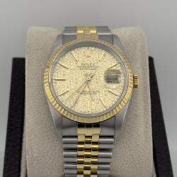 Pre Owned Rolex Datejust 16233 Automatic Champagne Stainless Steel 18K Yellow Gold Men's Wristwatch 36 mm