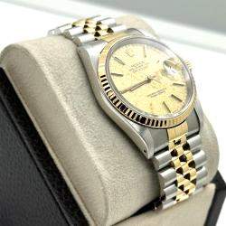 Pre Owned Rolex Datejust 16233 Automatic Champagne Stainless Steel 18K Yellow Gold Men's Wristwatch 36 mm