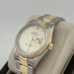 Pre Owned Rolex Datejust 16233 Automatic Roman Ivory Stainless Steel 18K Yellow Gold Men's Wristwatch 36 mm