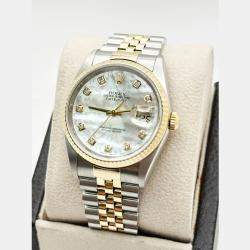 Pre Owned Rolex Datejust 16233 Automatic Mother of Pearl Diamond Stainless Steel 18K Gold Jubilee Men's Wristwatch 36 mm