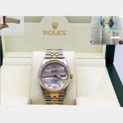 Pre Owned Rolex Datejust 16233 Automatic Mother of Pearl Diamond Stainless Steel 18K Gold Jubilee Men's Wristwatch 36 mm