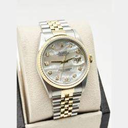 Pre Owned Rolex Datejust 16233 Automatic Mother of Pearl Diamond Stainless Steel 18K Gold Jubilee Men's Wristwatch 36 mm