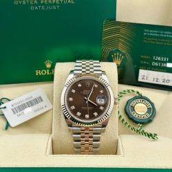 Pre Owned Rolex Datejust 126331 Automatic Chocolate Diamond 18K Rose Gold Stainless Steel Men's Wristwatch 41 mm