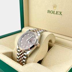 Pre Owned Rolex Datejust 126331 Automatic Chocolate Diamond 18K Rose Gold Stainless Steel Men's Wristwatch 41 mm