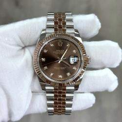 Pre Owned Rolex Datejust 126331 Automatic Chocolate Diamond 18K Rose Gold Stainless Steel Men's Wristwatch 41 mm