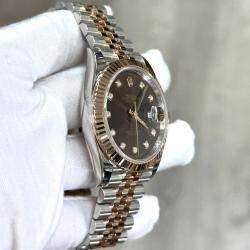 Pre Owned Rolex Datejust 126331 Automatic Chocolate Diamond 18K Rose Gold Stainless Steel Men's Wristwatch 41 mm
