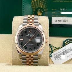Pre Owned Rolex Datejust 126331 Automatic Slate Wimbledon 18K Rose Gold Stainless Steel Men's Wristwatch 41 mm