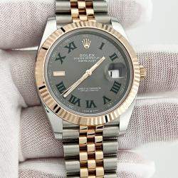 Pre Owned Rolex Datejust 126331 Automatic Slate Wimbledon 18K Rose Gold Stainless Steel Men's Wristwatch 41 mm