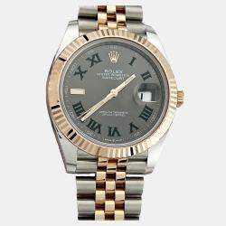Pre Owned Rolex Datejust 126331 Automatic Slate Wimbledon 18K Rose Gold Stainless Steel Men's Wristwatch 41 mm