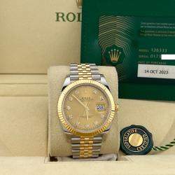 Pre Owned Rolex Datejust 126333 Automatic Champagne Diamond 18K Yellow Gold Stainless Steel Men's Wristwatch 41 mm